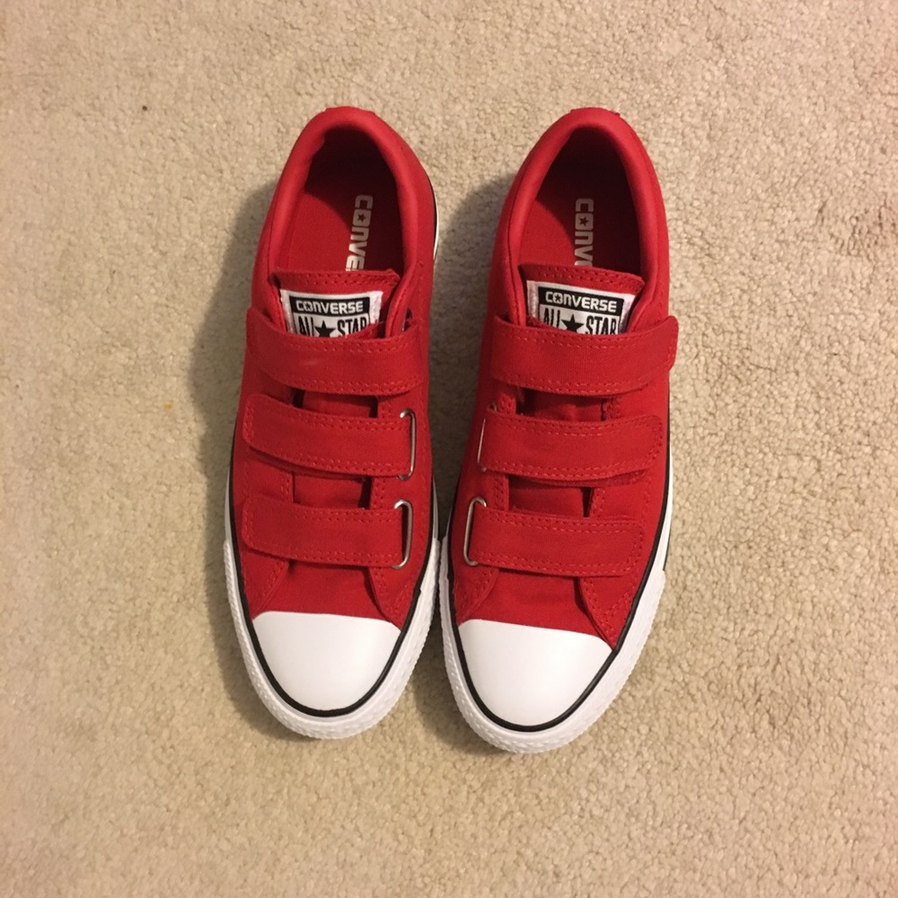 Red Velcro Strap Converse